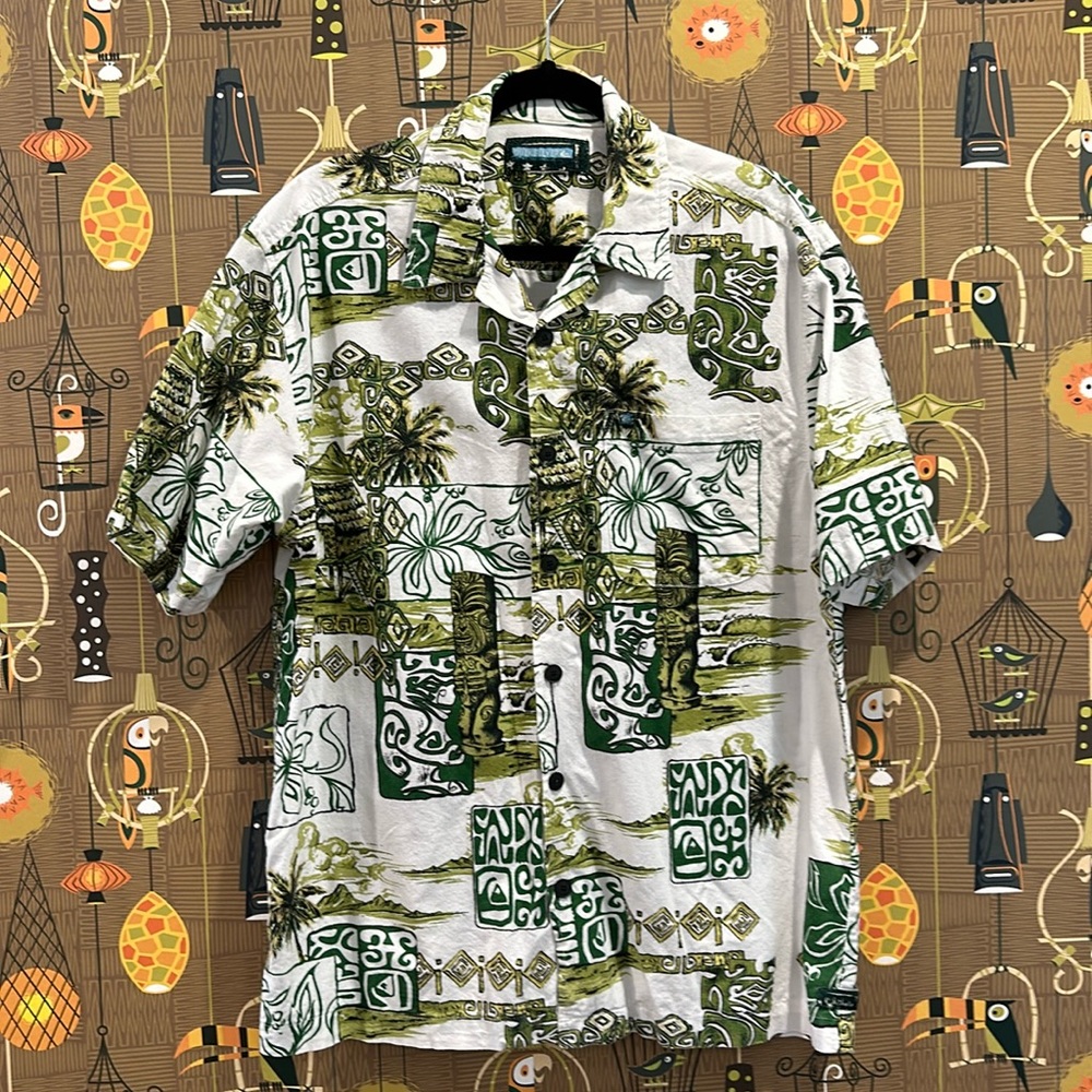 Quiksilver Hawaiian Tiki Wave Print Shirt